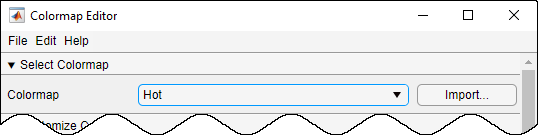 Colormap Editor with the hot colormap selected