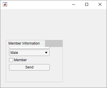 Tab group with one tab labeled "Member Information" in a UI figure window. Only the UI components at the bottom of the tab (the drop-down list, check box, and button) are visible.