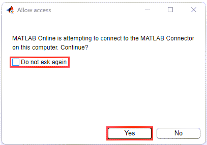 Permission to open MATLAB Connector