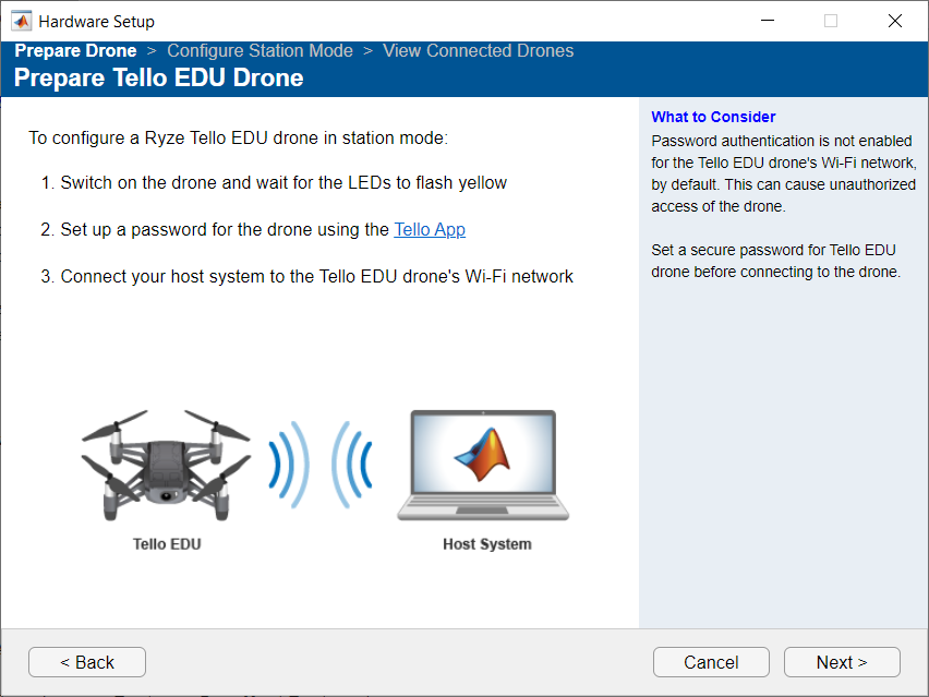 Prepare Tello EDU Drone window