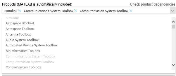 Select product chooser showing products selected and products available to select