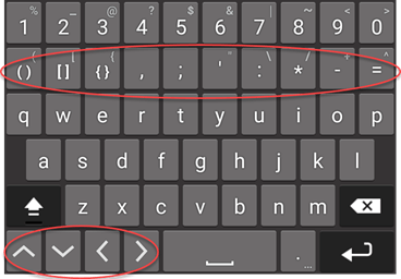 Android MATLAB keyboard special characters