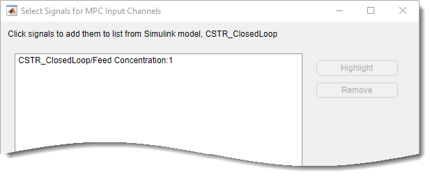 Select Signal for MPC Input Channels dialog box.