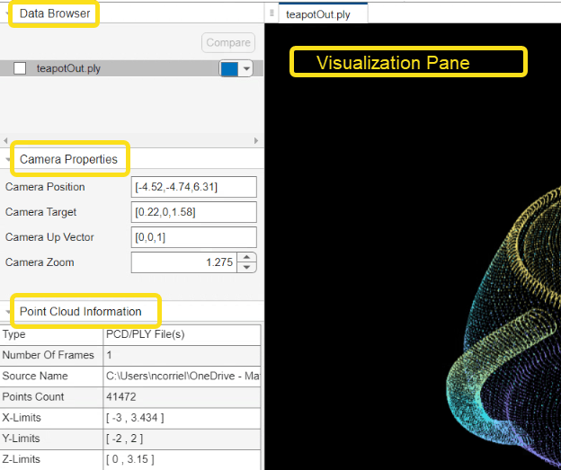 Data in Point Cloud Analyzer app