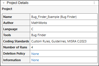 The Project Details pane when no banner exists.