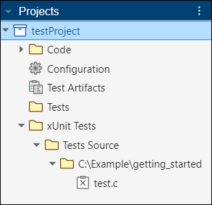 A separate node appears in project for xUnit tests.