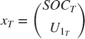 $ x_T = \left( \begin{array}{cc} SOC_T \\ U_{1_T} \end{array} \right) $