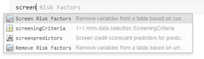 Select Screen Risk Factors live task