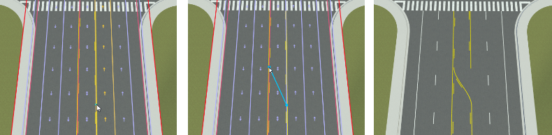 Marking carve operation applied to median lane