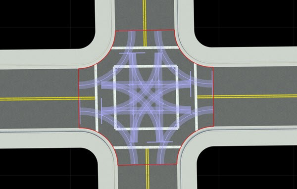 Junction showing available road maneuvers