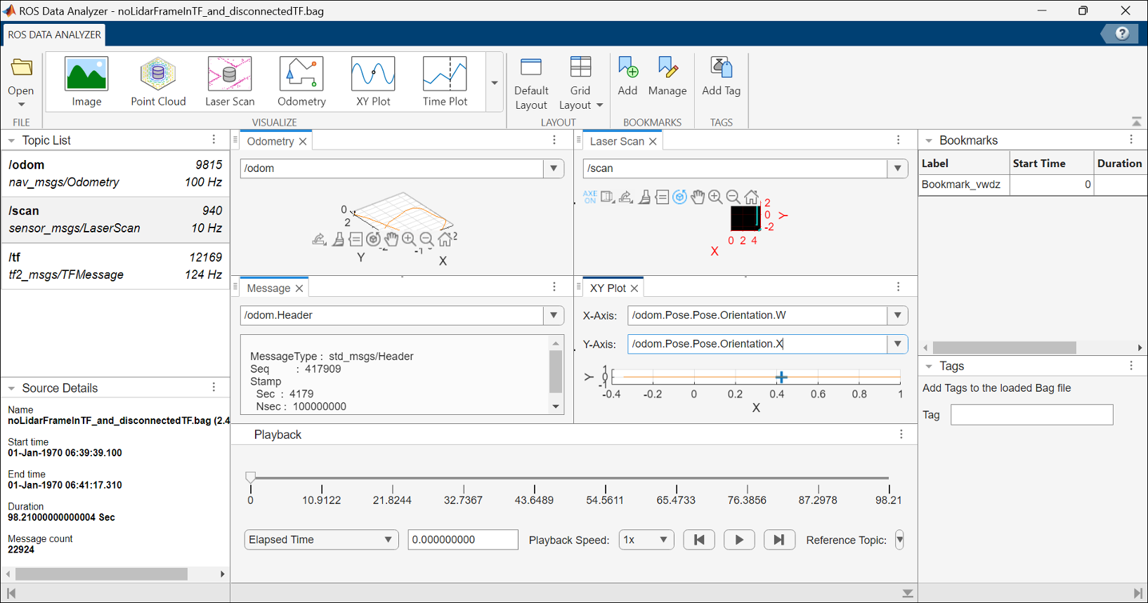 ROS Data Analyzer App Interface