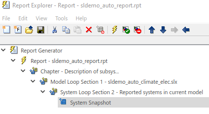 Report Explorer with System Snapshot component selected