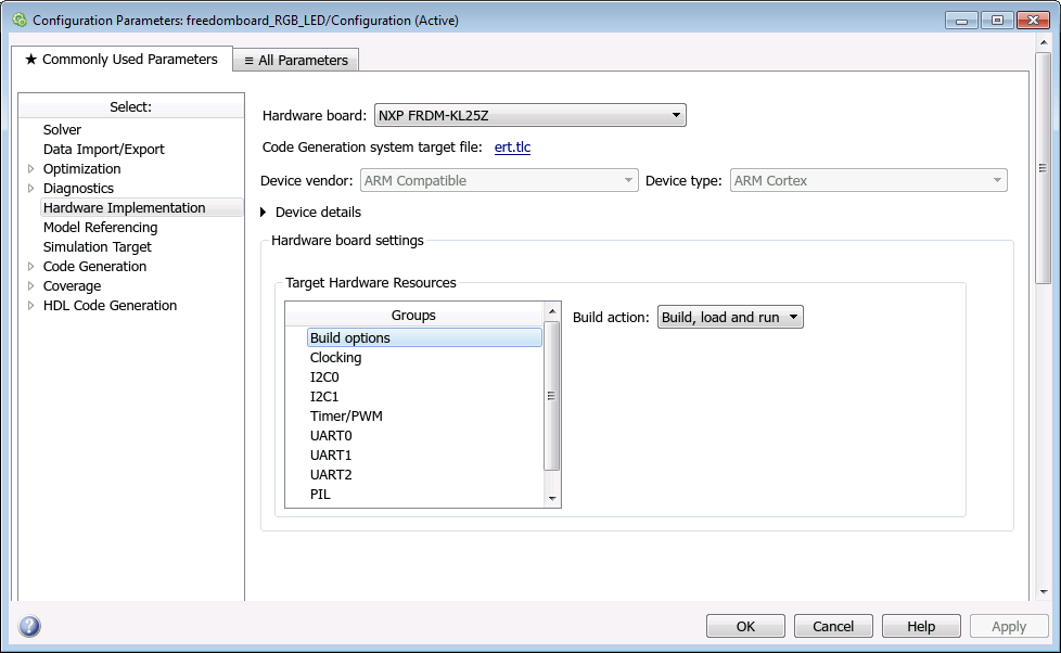 Hardware Implementation Pane - MATLAB & Simulink