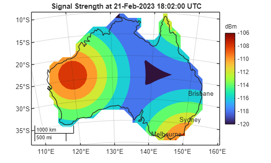 Figure contains an axes object with type mapaxes. The mapaxes object contains 5 objects of type polygon, text.