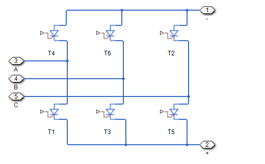 Thita Math Thyristor 6-Pulse Generator - 단일 펄스 모드에서 사이리스터 6펄스 파형 생성 - Simulink