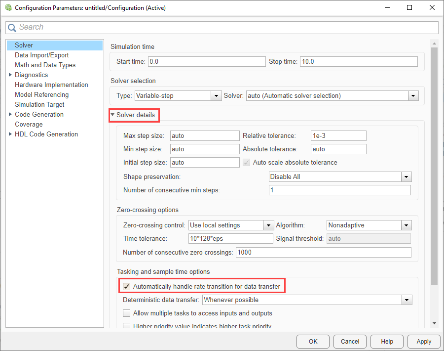 Configuration parameters