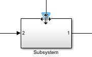 A port is highlighted after having been dragged from the left side to the top side of the block.