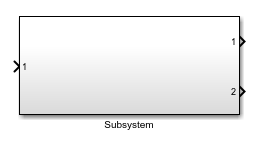 The Subsystem block showing the port labels 1, 1, and 2.