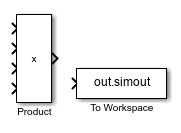 A Product block and a To Workspace block are aligned at their bottom edges.