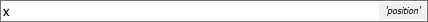 Text box for a parameter value displays the variable name x on the left, and 'position' on the right