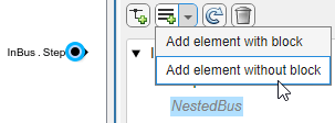 NestedBus selected and pointer paused on Add element without block button