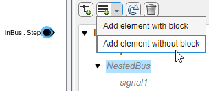 NestedBus selected and pointer paused on Add element without block button