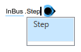 In Bus Element block with block label that says InBus.Step. The part of the label that says Step is in edit mode.