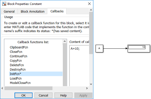 InitFcn in Block Properties dialog box