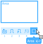 Blank area of canvas selected, with the action bar showing, and the cursor hovering over the Area button