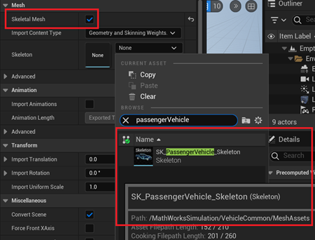 FBX Import Options with Mesh and Skeleton