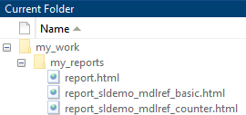 Current Folder with "my_work" folder, "my_reports" subfolder, and the generated reports