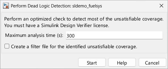 Perform Dead Logic Detection dialog box.