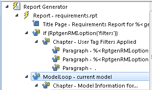 Tree of report options tree in the Report Explorer window