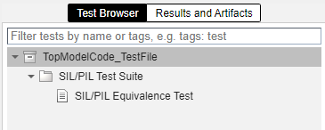 Test browser pane with expanded hierarchy