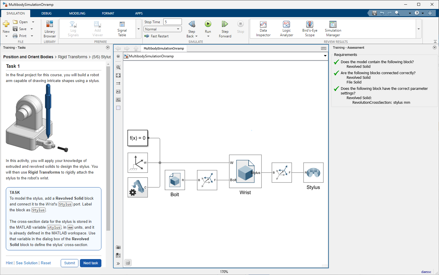 Multibody Simulation Onramp - Free, self-paced, interactive Simscape ...