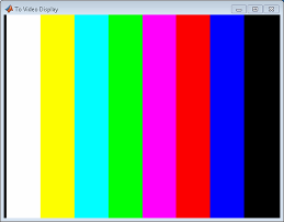 Color bar test pattern captured when you set Test pattern to SMPTE color bars.