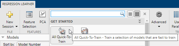 All Quick-To-Train option in the Models gallery on the Learn tab