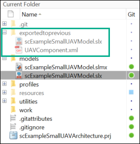 The small UAV model and associated profile is exported to a previous version.