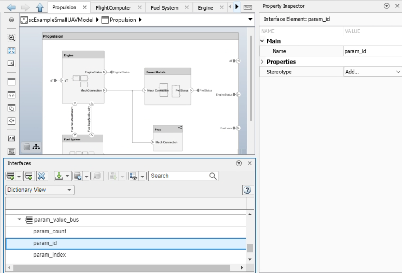 Property inspector for interface element