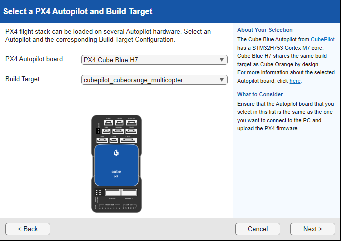 Select PX4 Autopilot board