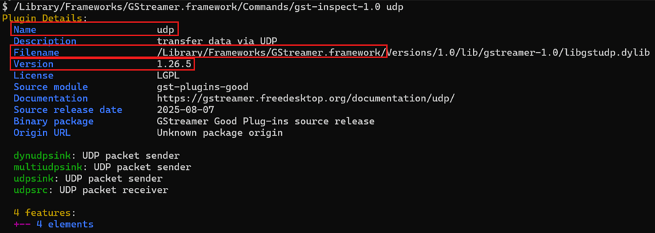 Plugin details of the udp plugin.