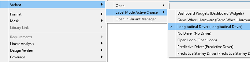 Driver command variant set to longitudinal driver