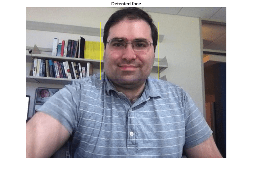 Figure contains an axes object. The hidden axes object with title Detected face contains an object of type image.