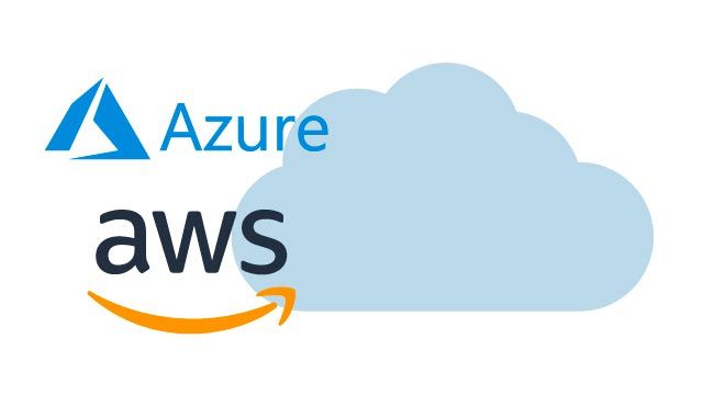 클라우드에서의 Polyspace 사용 구름 앞의 Azure 및 AWS 로고.