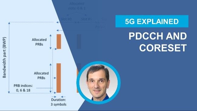 Learn about CORESETs, to which the physical downlink control channel (PDCCH) gets mapped. The video illustrates CORESETs and PDCCH using an interactive example and shows how search spaces simplify control information decoding.