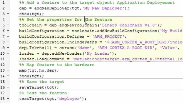 This is part of a series on developing an Embedded Coder target for a hardware platform based on ARM Cortex A processor. In this tutorial, the first feature is added to the target―the application deployment feature. 