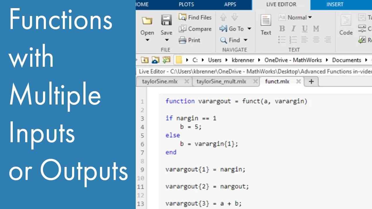 Learn how to create MATLAB Functions with multiple inputs or multiple outputs.